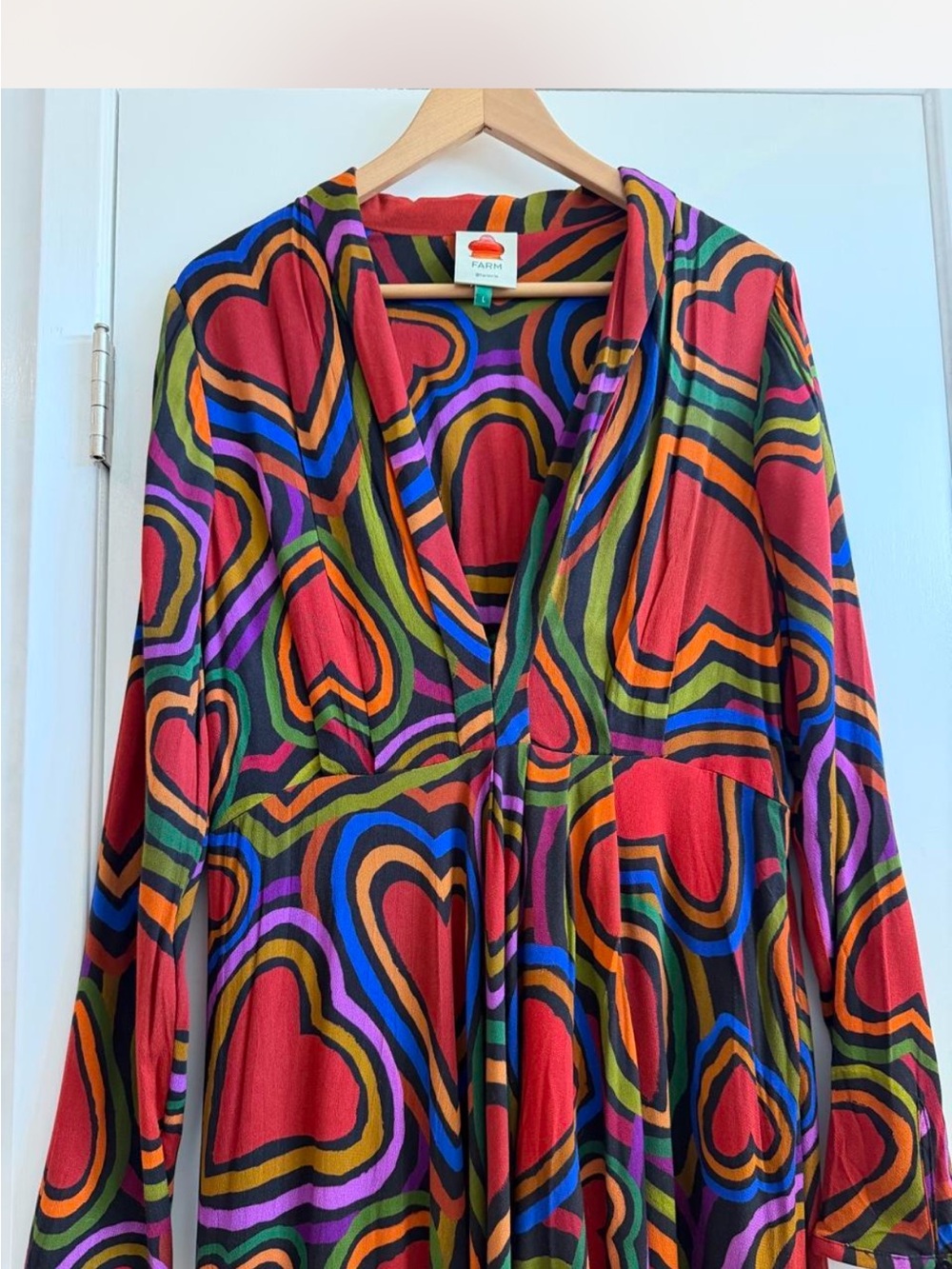 FARM Rio Red Multicolor Heart Midi Dress - Picture 3 of 10